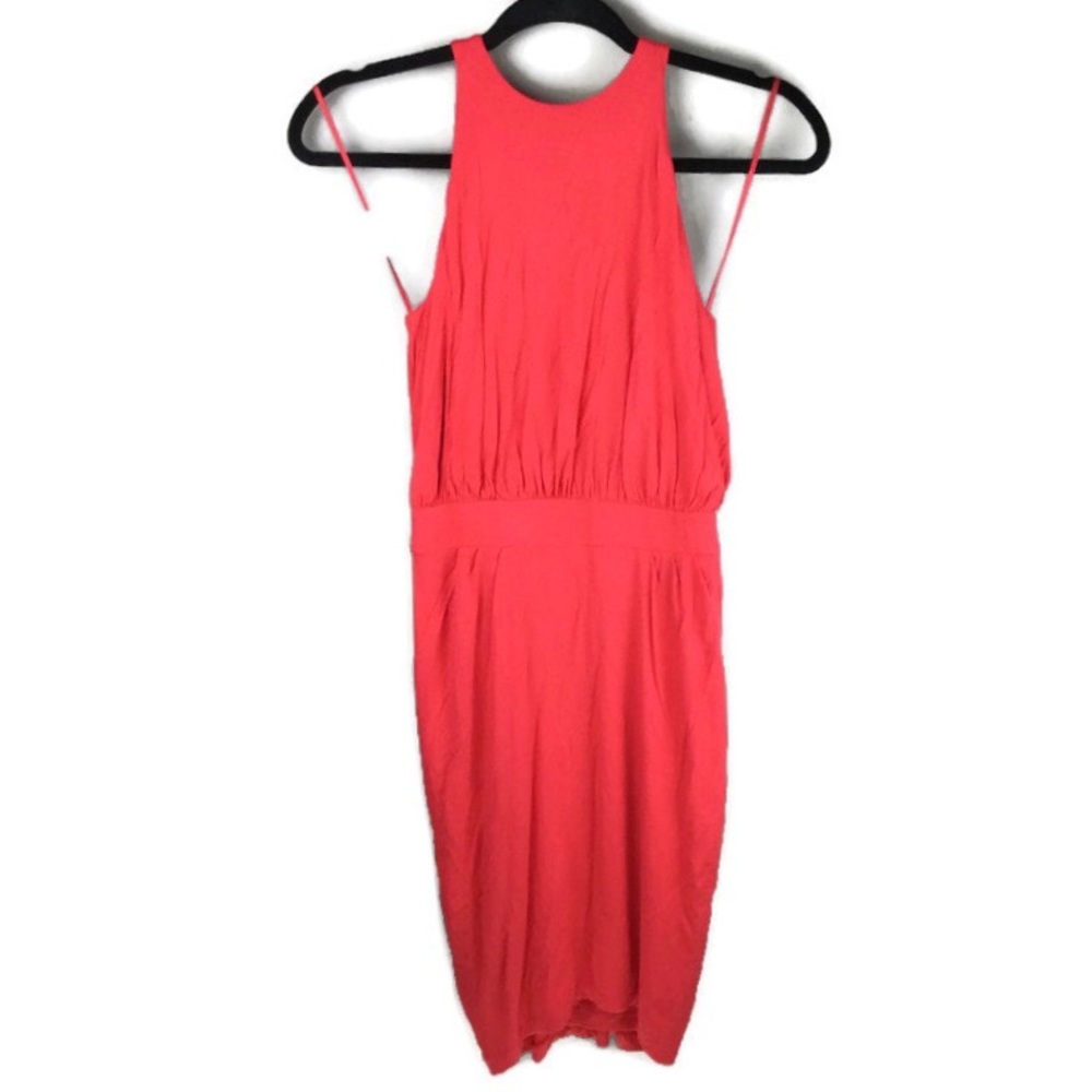 Cynthia Steffe Open Back Blouson Ruched Halter Neck Red Mini Dress Size XS